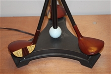 Golfer Themed Lamp with Three Crossed Clubs & Golf Ball Display - Great Presentation 