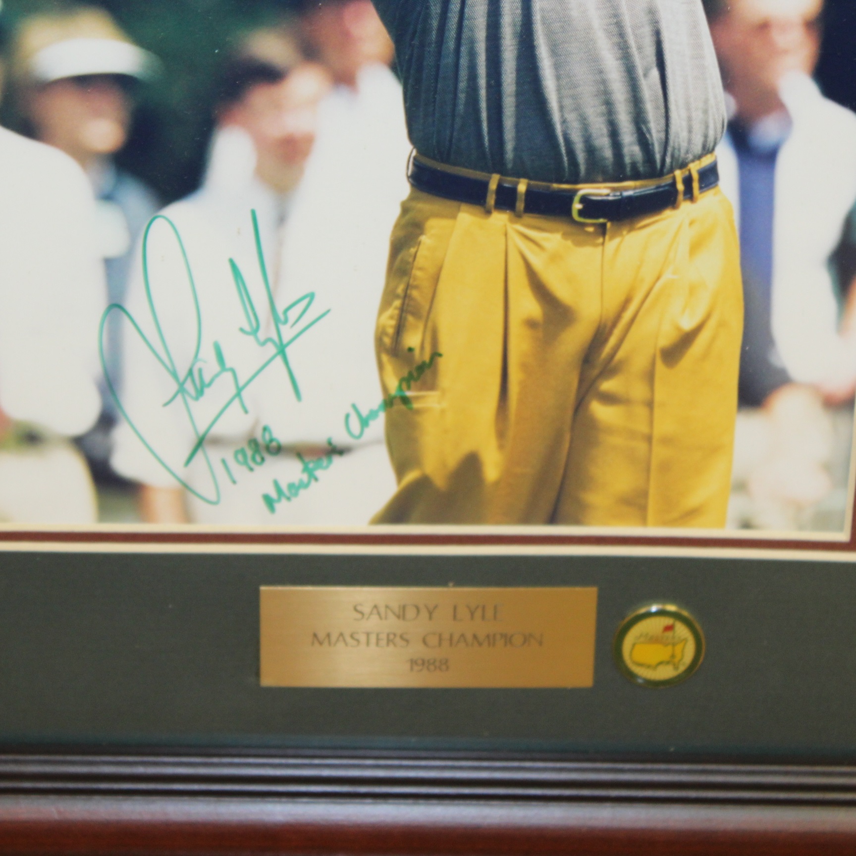 Lot Detail - Sandy Lyle Signed Masters Shot Display with Notation ...