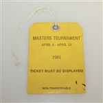 1981 Masters Tournament PGA Member Week Long Pass