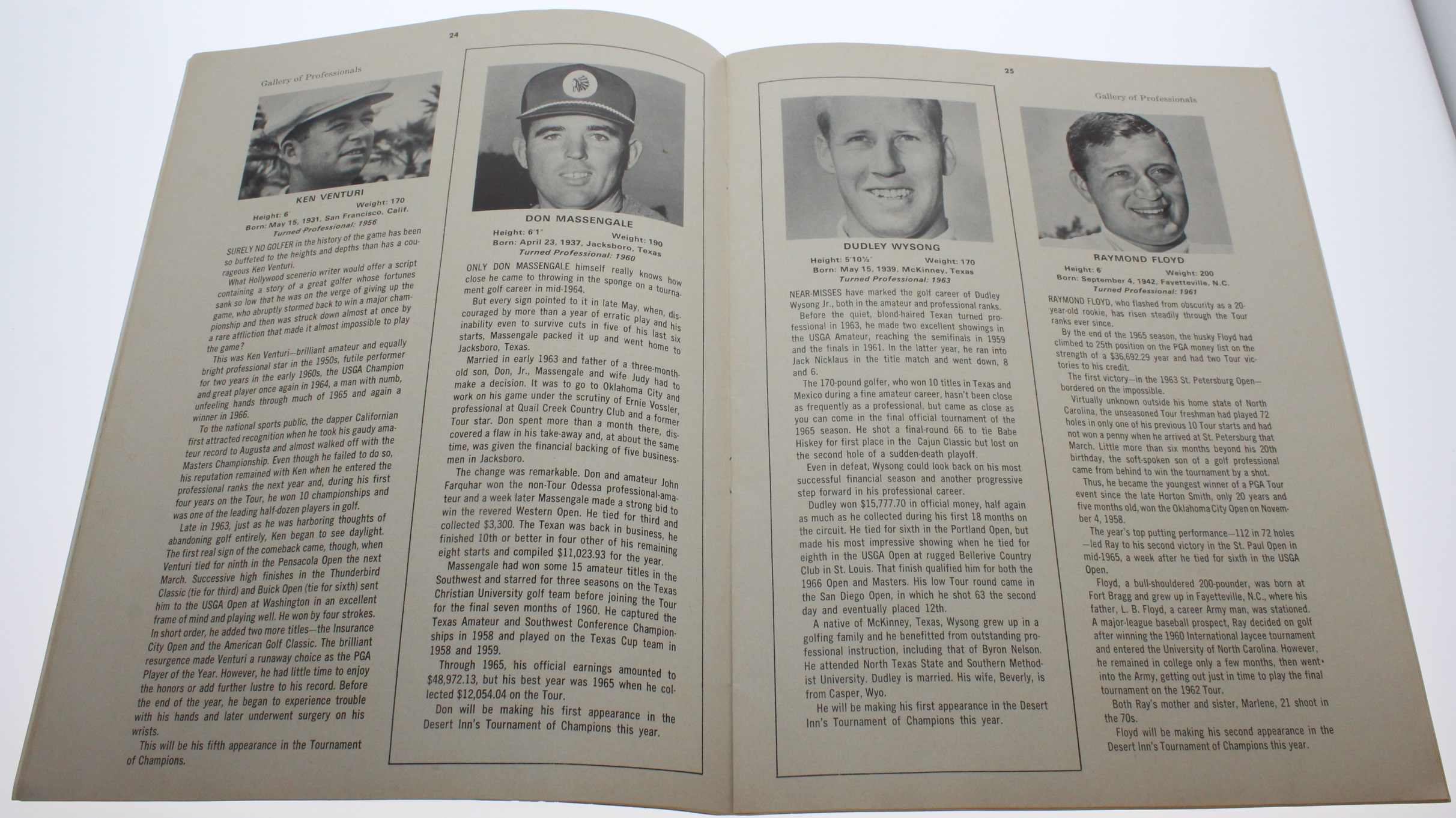 Lot detail 1966 tournament of champions program arnold palmer win