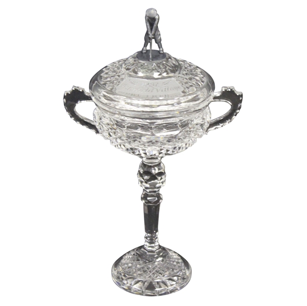 Deane Bemans Original 1987 Ryder Cup at Muirfield Village Crystal Trophy W/Figural Golfer