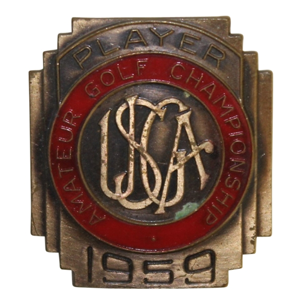 Deane Bemans 1959 US Amateur Championship Contestant Badge -  Jack Nicklaus Win!