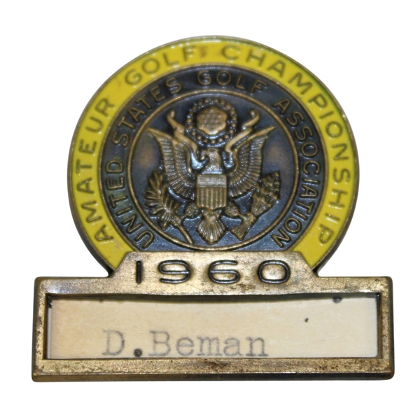 CHAMPION Deane Bemans 1960 US Amateur Championship Contestants Badge - Significant Opportunity!