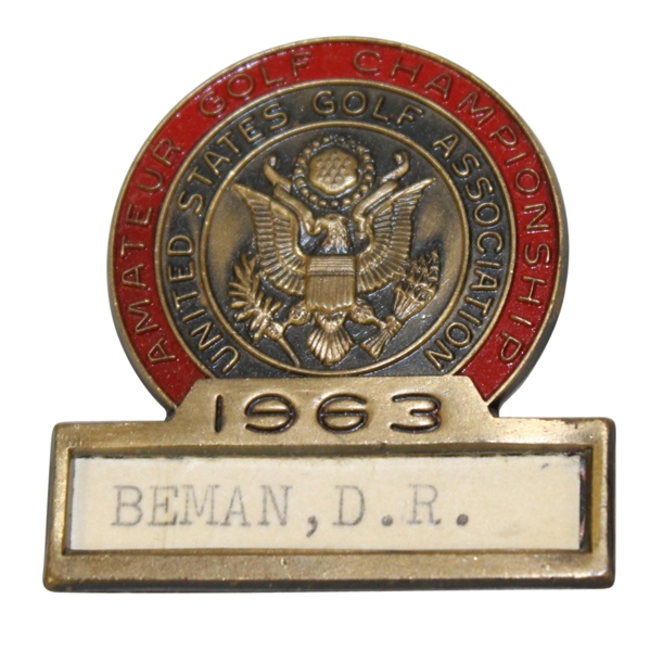 CHAMPION Deane Bemans 1963 US Amateur Championship Contestant Badge-Significant Opportunity!