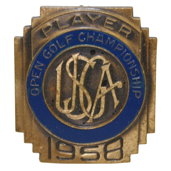 Deane Bemans 1958 US Open at Southern Hills Contestant Badge - Tommy Bolt Winner