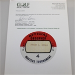 Deane Beman's 1975 Masters Tournament Official Observer Badge #4 - Jack Nicklaus Winner
