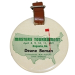 Deane Bemans 1971 Masters Tournament Contestant Bag Tag - Charles Coody Winner