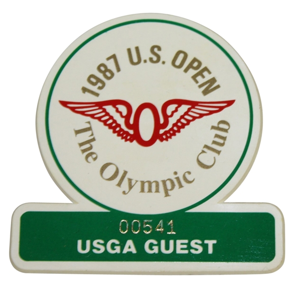 Deane Bemans 1987 US Open at Olympic Club USGA Guest Badge #00541