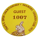 Deane Bemans 1973 US Open at Oakmont Guest Badge #1007 - Johnny Miller Winner