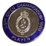 Deane Bemans 1986 Open Championship Contestant Badge - Greg Norman Winner
