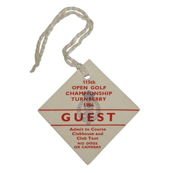 1986 Open Championship at Turnberry Guest Ticket #0134 - Greg Norman Winner - Deane Beman Collection