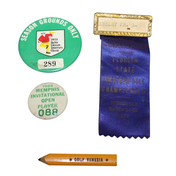 Three Badges and Scoring Pencil - Florida State Amateur, Memphis Invitational, & More