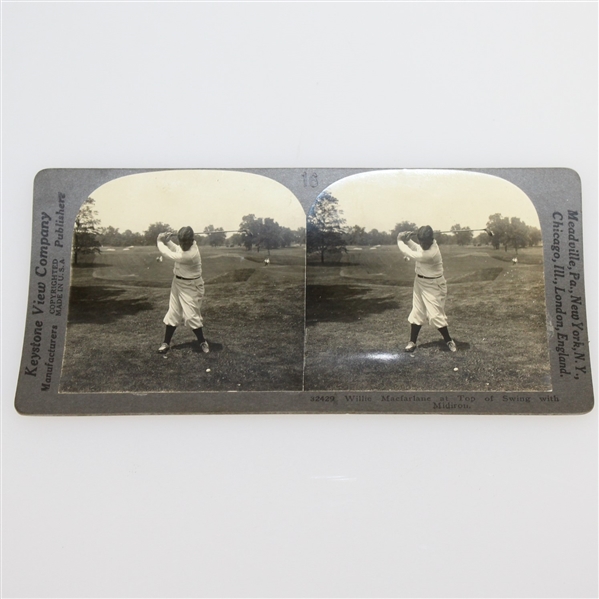 Misprinted Bobby Jones Keystone View Company Stereograph Golf Card - #16 Willie MacFarlane