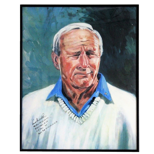 Arnold Palmers Finest Known Autograph w/Full Name & Wins On Oversize Print Framed JSA ALOA
