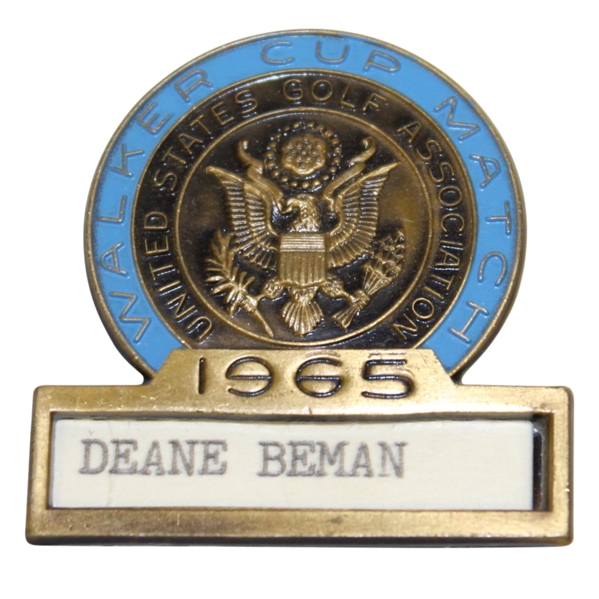 Deane Bemans 1965 Walker Cup Match Contestant Badge