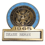 Deane Bemans 1965 Walker Cup Match Contestant Badge
