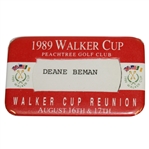 Deane Bemans 1989 Walker Cup at Peachtree Golf Club Reunion Badge
