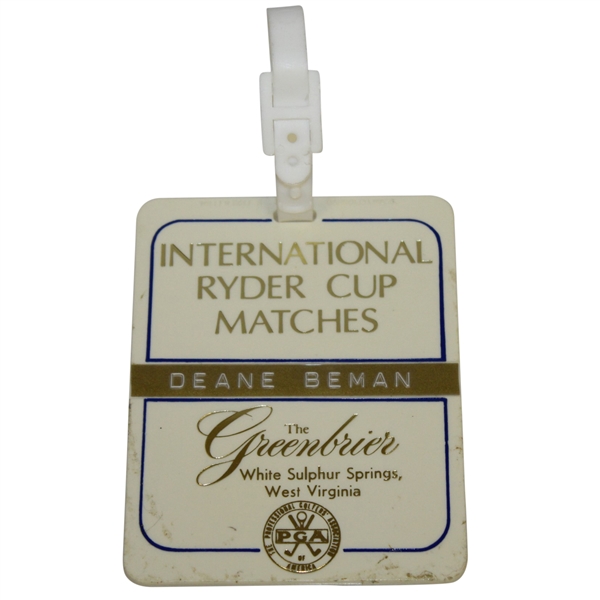Deane Bemans 1979 Ryder Cup at The Greenbrier Bag Tag