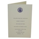 1965 The Walker Cup at Baltimore Country Club Dinner Menu - Deane Beman Collection