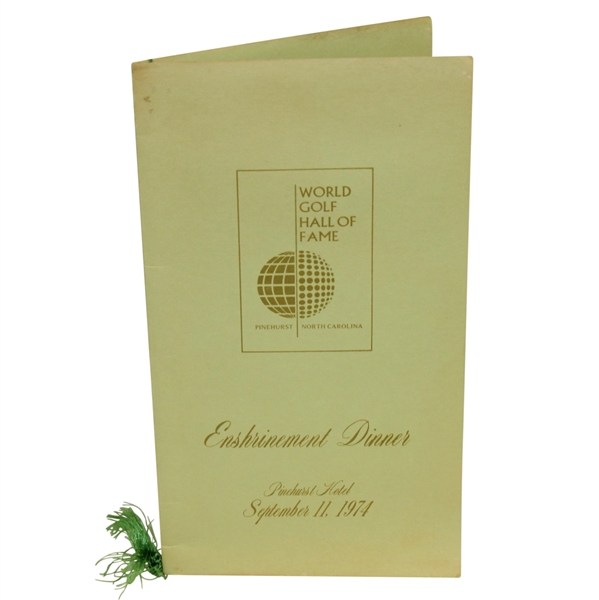1974 World Golf Hall of Fame at Pinehurst Enshrinement Dinner Menu - Deane Beman Collection