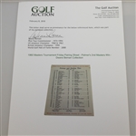 1960 Masters Tournament Friday Pairing Sheet - Palmer's 2nd Masters Win - Deane Beman Collection
