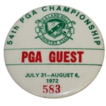 Deane Bemans 1972 PGA Championship at Oakland Hills PGA Guest Badge #583