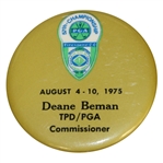 Deane Bemans 1975 PGA Championship at Firestone PGA Commissioner Badge - Nicklaus Win