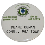 Deane Bemans 1979 PGA Championship at Oakland Hills PGA Commissioner Badge 