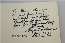 Byron Nelson Signed & Personalized 'Winning Golf' Book to Deane Beman with Letter JSA ALOA