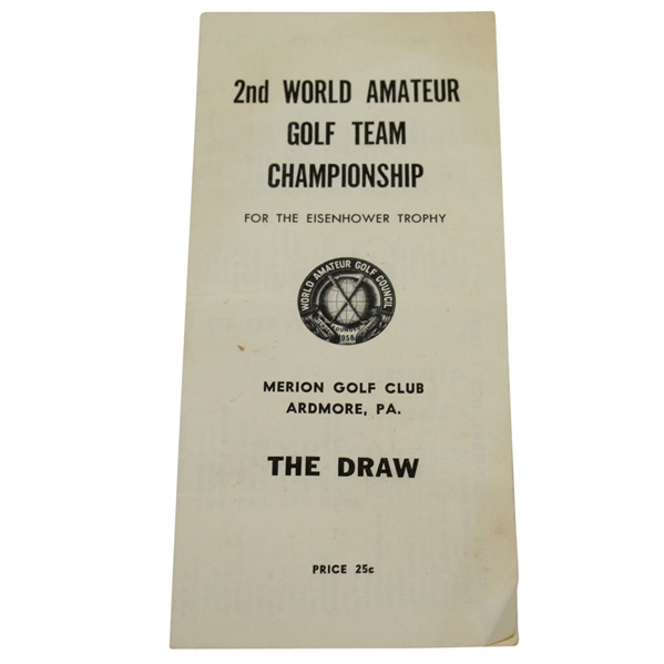 1960 2nd World Amateur Golf Team Championship Draw Sheet - Deane Beman Collection