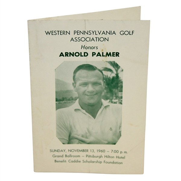 1960 Arnold Palmer Honored by Western Pennsylvania Golf Association Pamphlet - Deane Beman Collection