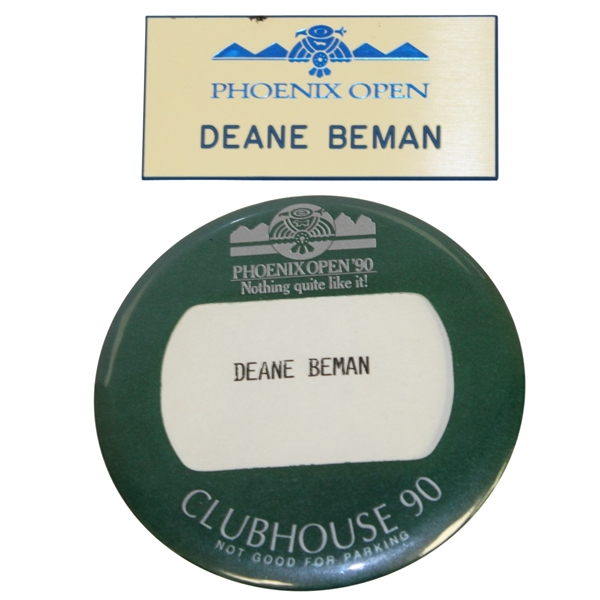 Deane Bemans 1990 Phoenix Open Clubhouse Badge & Name Badge