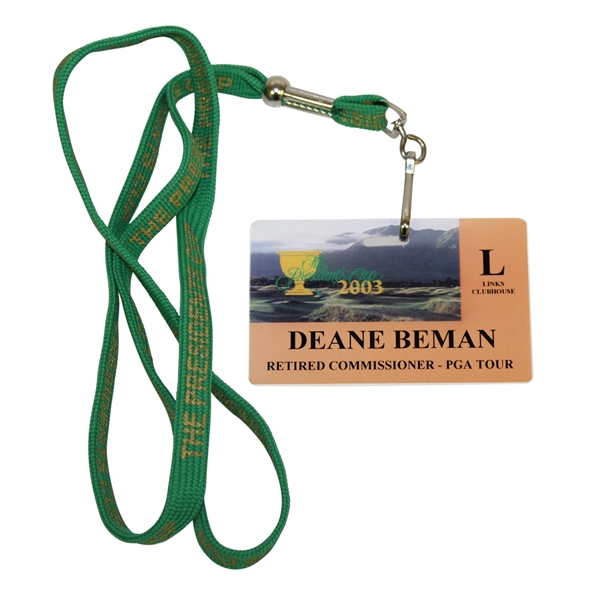 Deane Bemans 2003 The Presidents Cup Retired PGA Tour Commissioner Badge