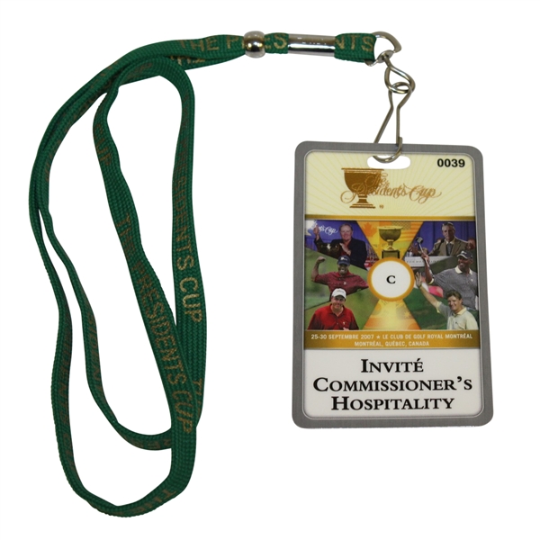 Deane Bemans 2007 The Presidents Cup Invite Commissioners Hospitality Badge