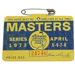 1973 Masters Tournament Series Badge #24746 - Tommy Aaron Winner