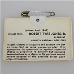 1976 Masters Tournament Series Badge #7817 - Ray Floyd Winner