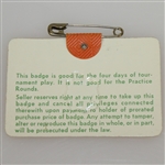 1977 Masters Tournament Series Badge #24884 - Tom Watson Winner