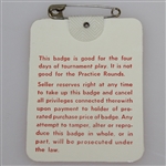 1981 Masters Tournament Series Badge #8271 - Tom Watson Winner