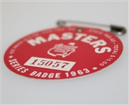 1963 Masters Tournament Badge #15057 - Jack Nicklaus First Masters Victory