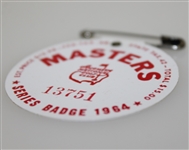 1964 Masters Tournament Badge #13751 - Arnold Palmer Final Masters Victory