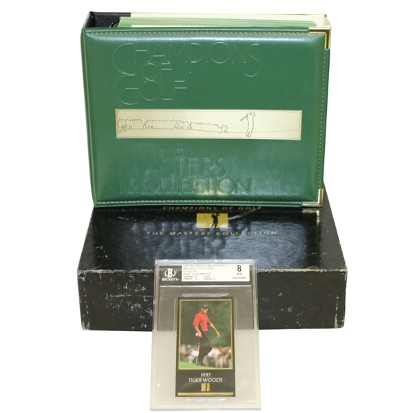 1998 Grand Slam Ventures The Masters Collection Golf Foil Green Binder Set with Tiger Slabbed Card