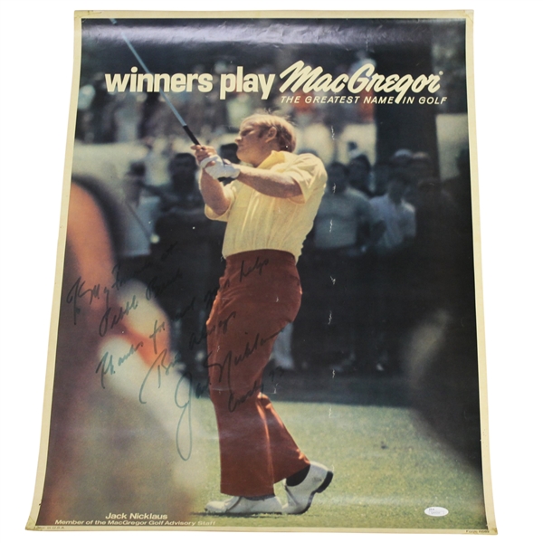 Jack Nicklaus Signed 1973 MacGregor Poster to Pebble Beach JSA #Q49559