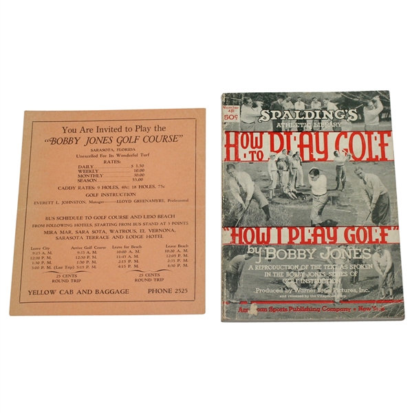 Bobby Jones Spalding How To Play Golf Booklet & Invitation to Play "Bobby Jones Golf Course"