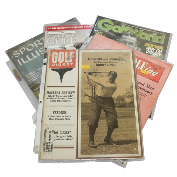 Five Bobby Jones on Cover Magazines - SI, Golf Digest, GolfWorld, Golfing, & Majors of Golf