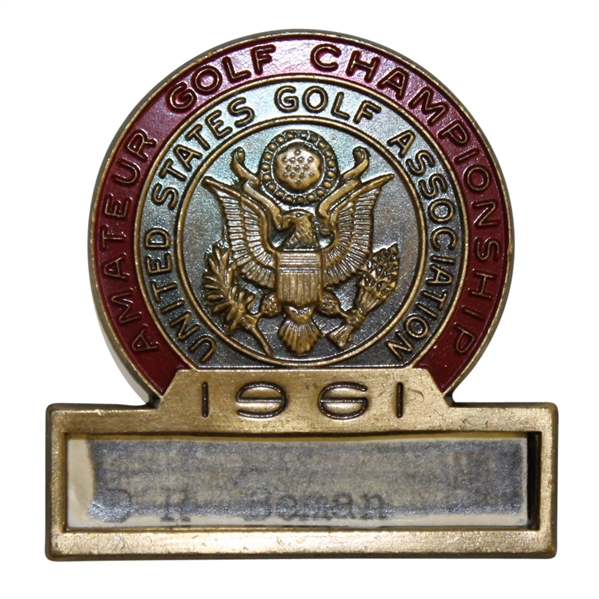 Deane Bemans 1961 US Amateur Championship Contestant Badge - Jack Nicklaus Win