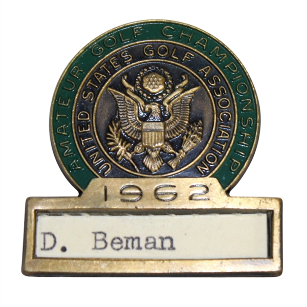 Deane Bemans 1962 US Amateur Championship Contestant Badge