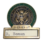 Deane Bemans 1962 US Amateur Championship Contestant Badge