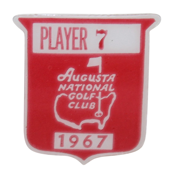 Deane Bemans 1967 Masters Tournament Contestant Badge #7 - Gay Brewer Winner