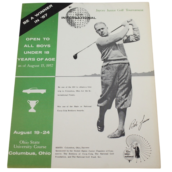 1957 Jaycee Junior Golf Tournament Program - Bob Jones on Cover - Nicklaus Win