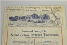 1918 Brentwood Country Club 2nd Annual Invitation Tournament Program/Sheet - SCGA
